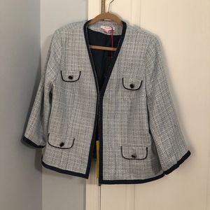 Simply Be Contrast Trim Light Tweed Blazer